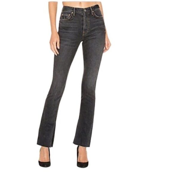 GRLFRND Addison Jeans High Rise Split Hem Frayed Distressed Go Deep 26 - Picture 1 of 8